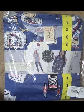 Munki Munki Blue 3 Piece Pajama Set with Costco Print